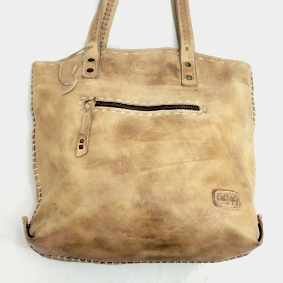 Bed Stu Tote Bag Tan Distressed Leather Whip Stitch - Picture 6 of 16